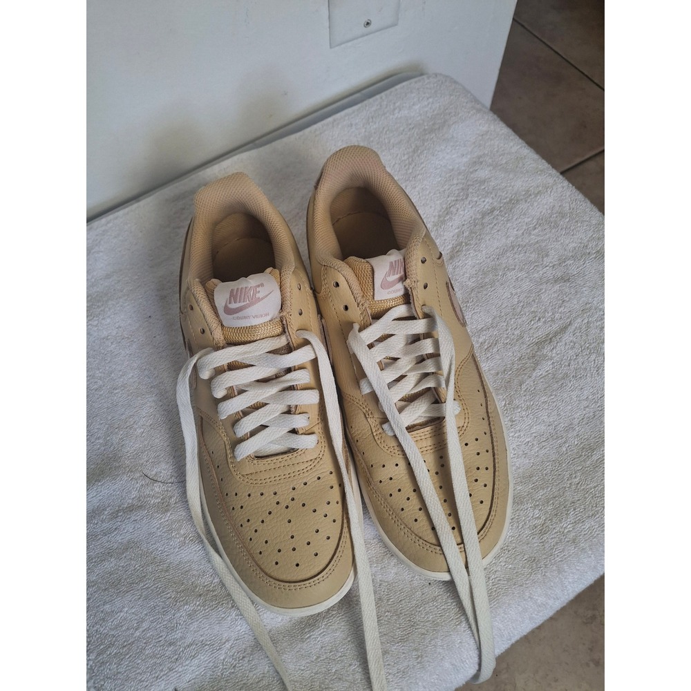 Nike Court Vision Low Sesame Camo Swoosh DX3734-200 Womens Size 9 Tan Sneakers